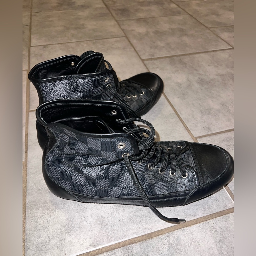 Vintage Louis Vuitton LV Damier Graphite Elan High Top Sneaker Boot